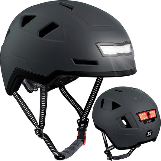 Bike Helmet with LED Lights - Urban Bicycle Helmet for Adults, Men & Women - CPSC & NTA-8776 Dual Certified - Class 3 E-Bikes, Scooters, Onewheel, Commuter, Mountain