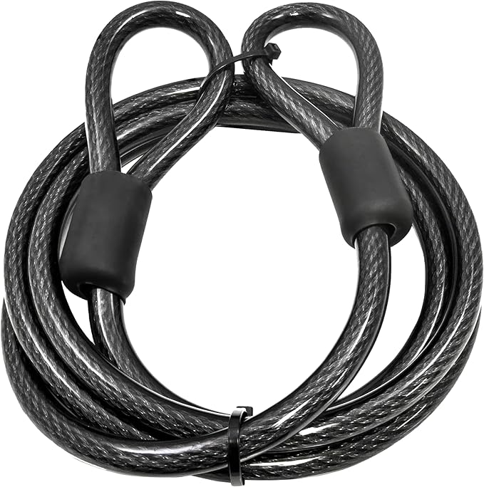 Lumintrail 10mm Heavy-Duty Security Cable, Vinyl Coated Braided Steel with Sealed Looped Ends (4', 7', 10', 15', or 30') (15-FT)