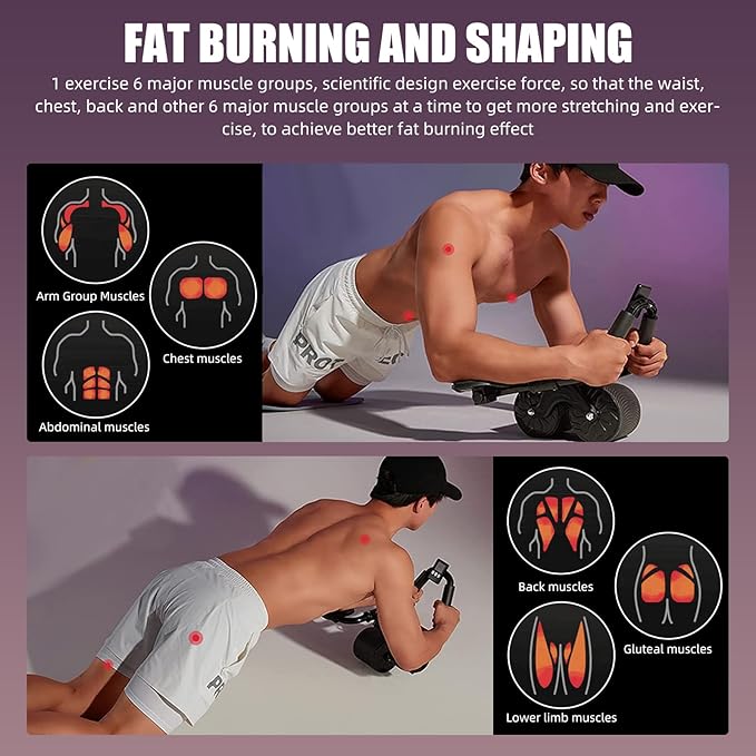 Uota Ab Roller Wheel with Elbow Support, Automatic Rebound Abdominal Wheel,Ab Roller for Abdominal Exercise Machine,Abs Workout Equipment,Trainer Fitness Belly Training for Men & Women