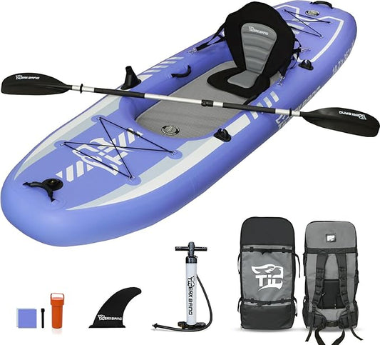 10.2'x35''x8'' Inflatable Kayak with Detachable Seat, SUP-Kayak Set Includes Hand Pump/Aluminum Oar/Backpack, Inflatable Boat for Adults/Kids | for Fishing, Touring-Purple