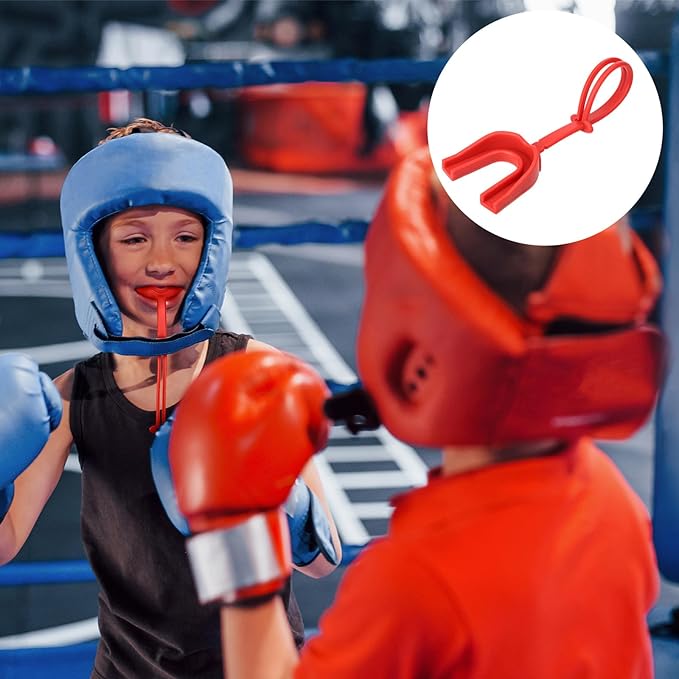 Seematn 40 Pcs Strapped Mouth Guard Bulk Football Mouthguard with Strap Youth Boxing Sports Mouthpieces Adult Mouthguard for Basketball Lacrosse Hockey Wrestling (Red)
