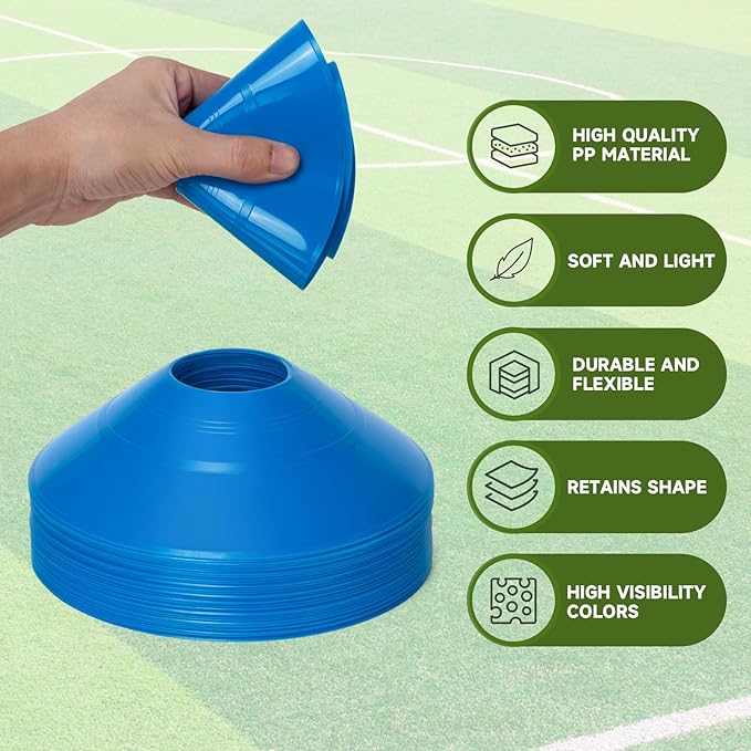 35/65 PCS Agility Soccer Cones for Training, Reusable Sports Cones for Drills with Mesh Bag, Training Cones for Soccer Practice, Football, Basketball - Disc Cones Training Equipment