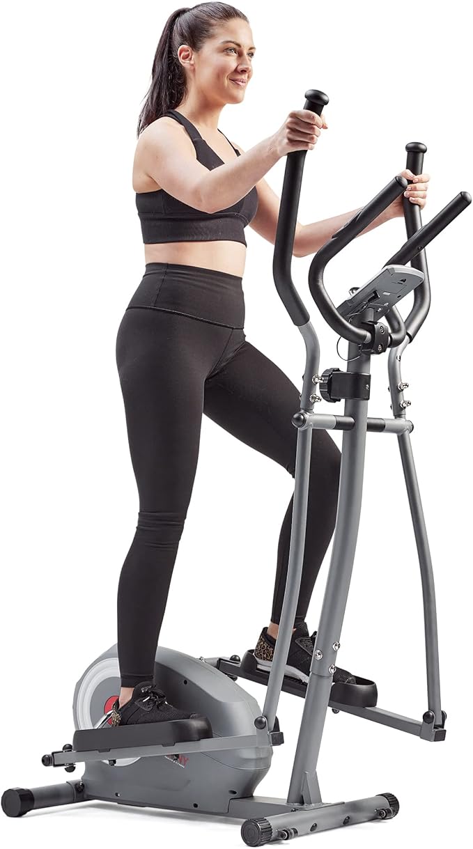 Sunny Health & Fitness Smart 2-in-1 Upright Elliptical Full-Body Exerciser, Home Cross-Training Arm/Leg Cardio Workout Machine, Optional Free SunnyFit App Bluetooth Link or Electro-Magnetic Resistance