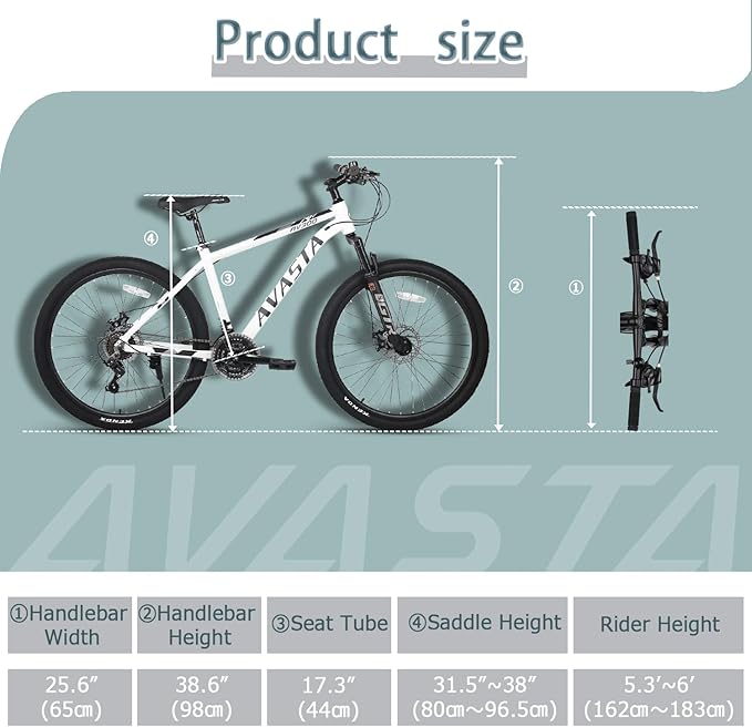 AVASTA AV300 26 27.5 inch Mountain Bike with 21-Speed，Aluminum Frame, Dual Disc Brake, Comfortable Saddle,Multiple Colors