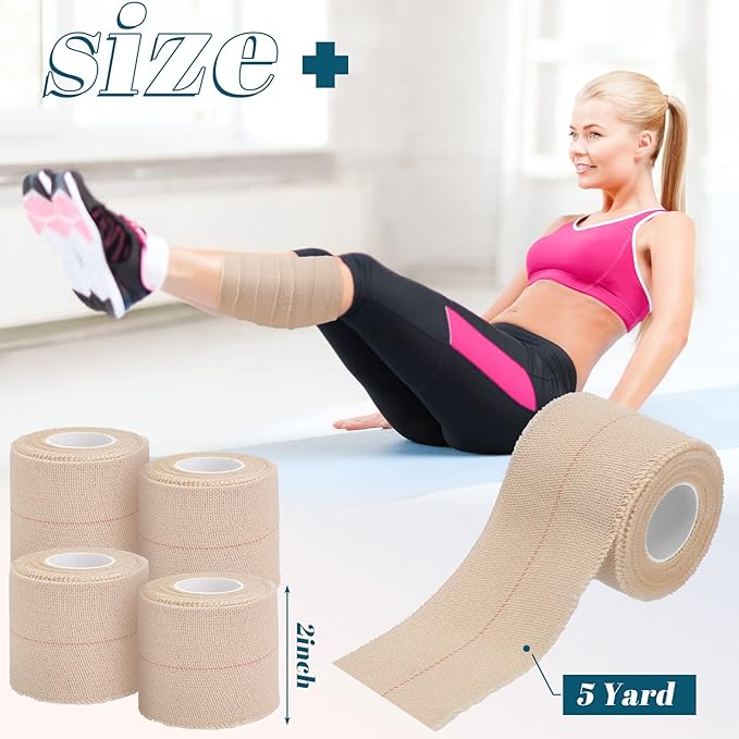 30 Rolls Adhesive Elastic Tape Bandage Tape Self Adhesive Wrap Elastic Flexible Stretch Bandages for Sports Ankle Knee and Wrist Sprains Animal Pets(2 Inch x 5 Yard)