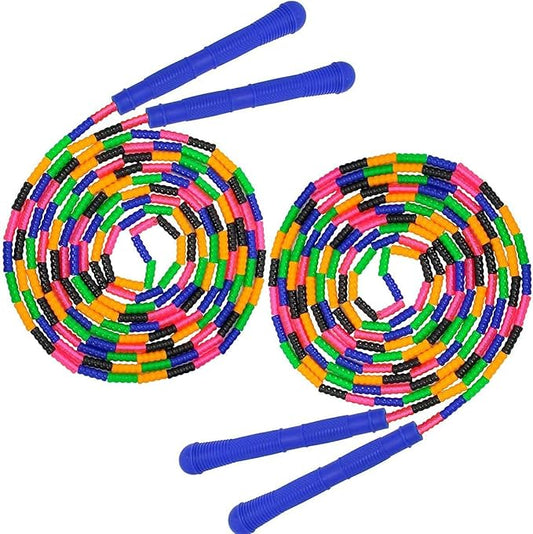 Coolrunner 16 FT Long Jump Rope(2 PACK), Double Dutch Jump Ropes, Soft Beaded Skipping for Kids Adults, Plastic Segmented Long Enough for 4-5 Jumpers