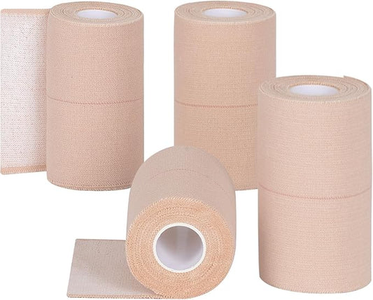 4 Rolls Elastic Tape, Breathable Self Adhesive Bandage Wrap, Flexible Stretch Bandages for Sports Wrists Sprains Knees Ankles, for Animals and Pets, 5 Yards (4 Inch in Width)