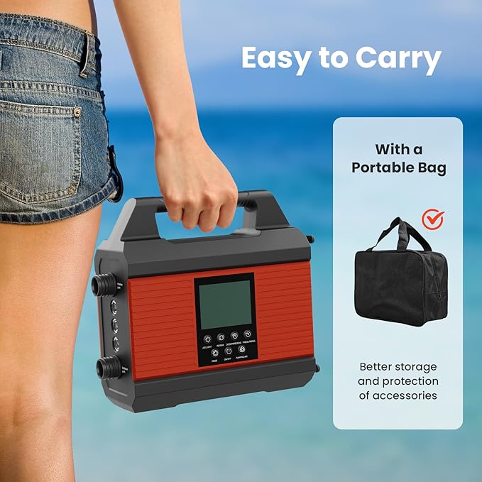 20PSI Paddle Board Pump, Sup Pump Electric Portable with Auto-Off/Deflation, Dual Stage 12V DC Car Connector Air Pump for Inflatables, Kayak and Air Mattress