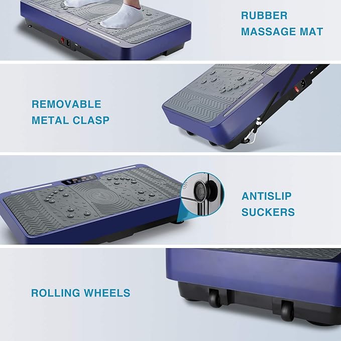 Vibration Plate Exercise Machine - Whole Body Workout Vibration Platform Lymphatic Drainage Machine for Weight Loss Home Fitness with Resistance Bands Remote