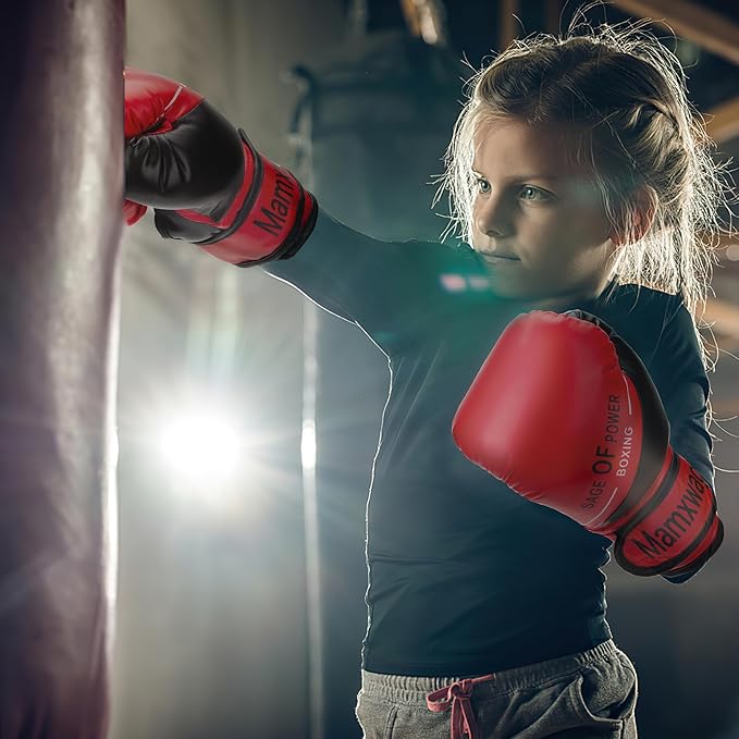 3-in-1 Boxing Gloves and Punching Mitts Set for Kids, Sports Boxing Gloves Boxing Pads with Hand Wraps, Kids Boxing Equipment Set for MMA, Karate, Muay Thai, Taekwondo