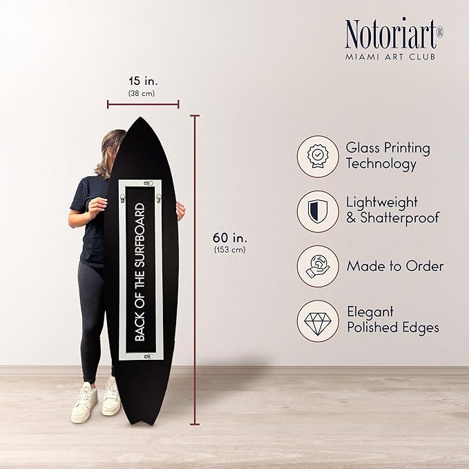 Palms Minimalist Surfboard Acrylic Wall Art Die-Cut Coastal Modern High-Gloss Home Decor, 15" x 60"