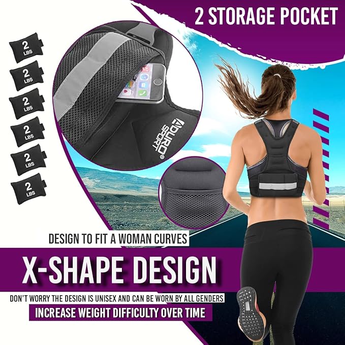 "Aduro Sport Adjustable Weighted Vest Workout Equipment, 4-10lbs/11-20lbs/20-32lbs/26-46lbs Body Weight Vest for Men, Women, Kids"