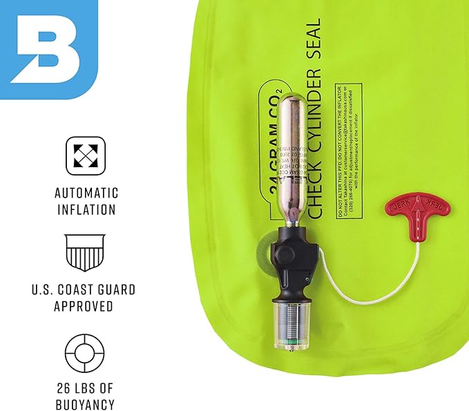 BLUESTORM Cirrus26 Inflatable PFD Life Jackets for Adults | US Coast Guard Approved Automatic Life Vest w/Manual Override Convertibility