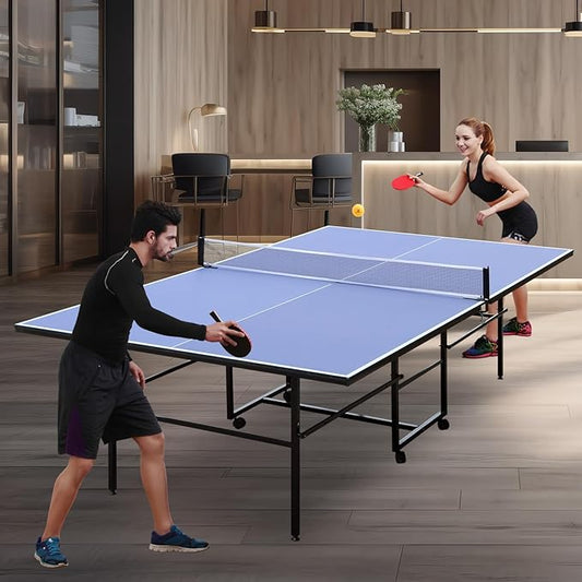 Ping Pong Table Foldable & Portable Table Tennis Table Set for Indoor & Outdoor Games with Net, 2 Paddles and 3 Balls