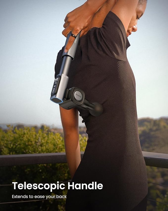RENPHO Massage Gun with Adjustable Angles and Extension Handle, Handheld Percussion Muscle Massager Deep Tissue with Portable Carry Case for Men Women, Extend 2
