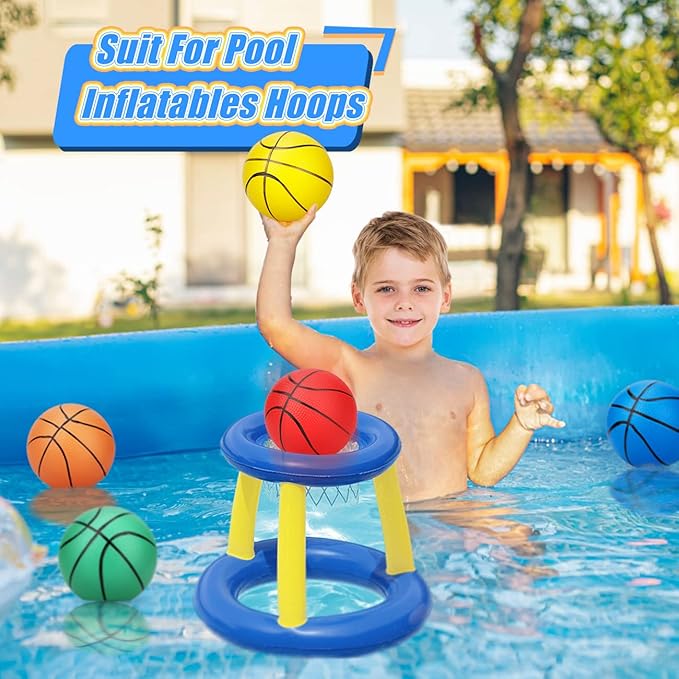 6" Indoor Small Sport Basketball for Kids Adults, Toddler 6 Inch Little Ball for Over Door Mini Basketball Hoop, Replacement Ball, Silence Rubber Basketball for Outdoor Beach Pool Hoop 3PCS with Pump