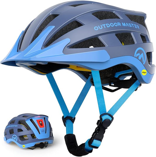 OutdoorMaster Gem II MIPS Bike Helmet with Light - Lightweight Cycling Helmet,Mountain Road Bicycle Helmet for Youth & Adult