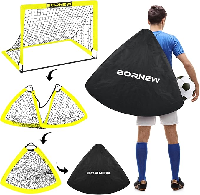 Kids Soccer Goal for Backyard Set - 2 Set of 6X4 / 4X3 ft Toddler Soccer Nets Training Equipment, Soccer Ball, Pop Up Portable Soccer Set for Kids and Youth Games and Training Goals Ages 3-16 Gift