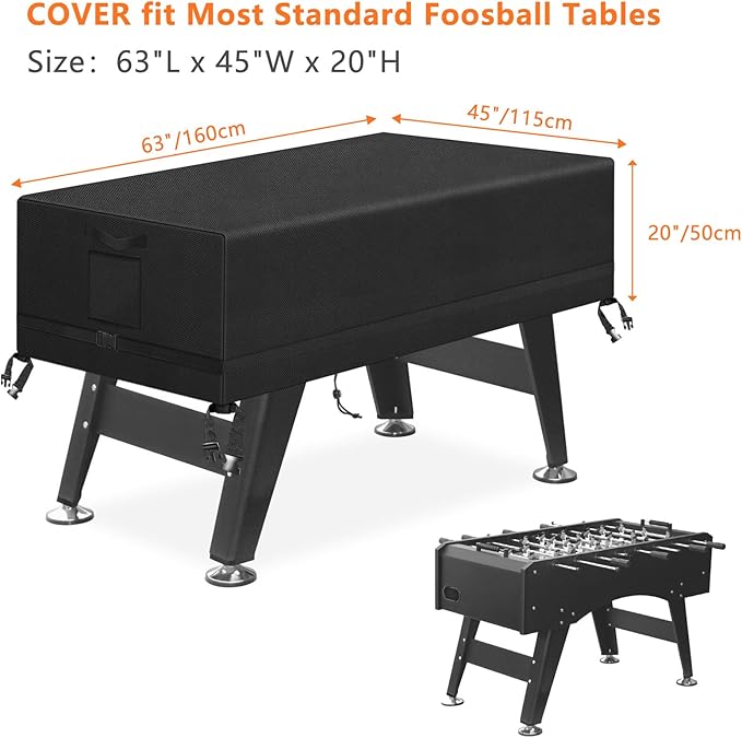 Kovshuiwe Foosball Table Cover - Outdoor, Waterproof, Heavy Duty Rectangular Patio Football Game Table Cover - 63"x45"x20"(LxWxH)