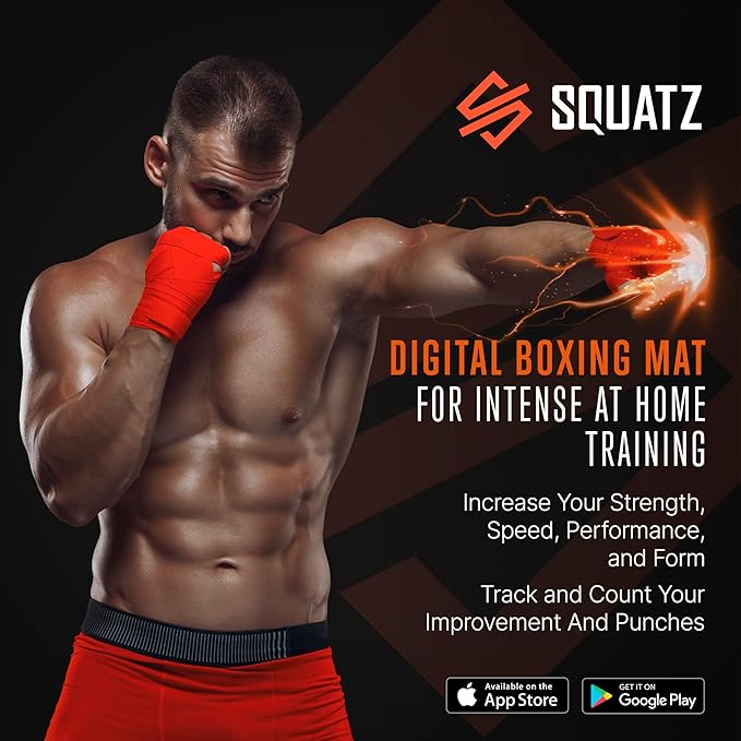 SQUATZ Portable Boxing Mat - Punching Unit with Advanced Digital Counter, Punching Mat for Strength Training, and Exercise, Automated Screen System, for Athletes and Beginners - Easy to Install