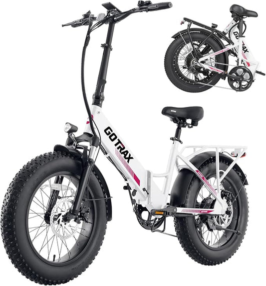 Gotrax 20" Folding Electric Bike with 55 Miles (Pedal-assist1) by 48V Battery, 20Mph Power by 500W, Smart LCD Display and 5 Pedal-Assist Levels, 7-Speed&Front Shock Absorber for Off-Road Bicycle