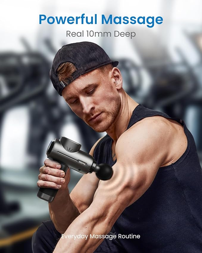 RENPHO Massage Gun Deep Tissue, Portable Percussion Massager for Back and Neck, Gifts for Men Women, Handheld Device with Carry Case, Active