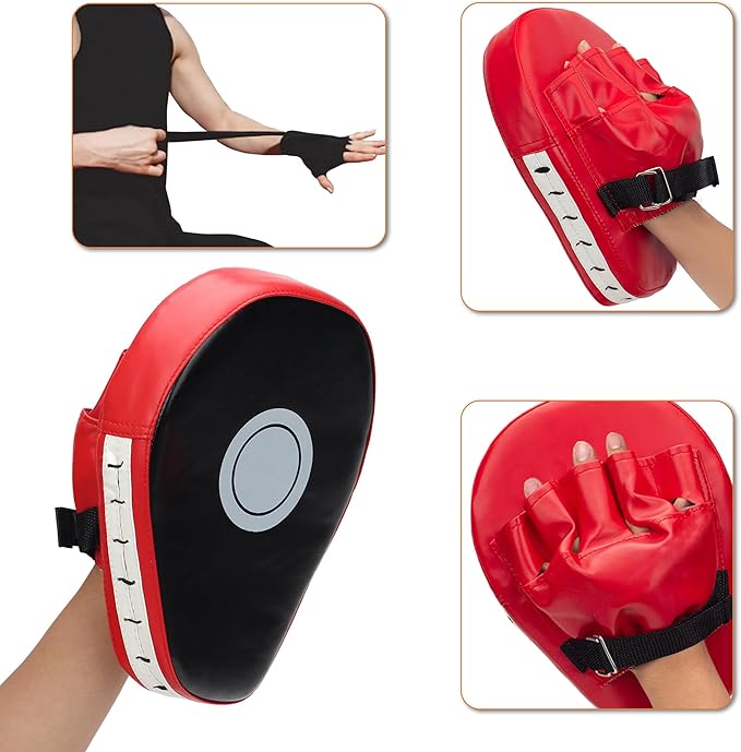 3-in-1 Boxing Gloves and Punching Mitts Set for Kids, Sports Boxing Gloves Boxing Pads with Hand Wraps, Kids Boxing Equipment Set for MMA, Karate, Muay Thai, Taekwondo