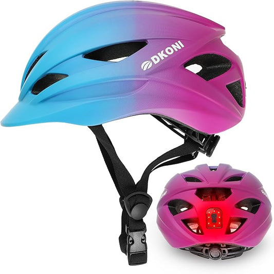 Bike Helmet Adult Urban:Bicycle Helmet for Men Women with USB Charge Detachable Taillight Helmets for Commuter Cycling Scooters
