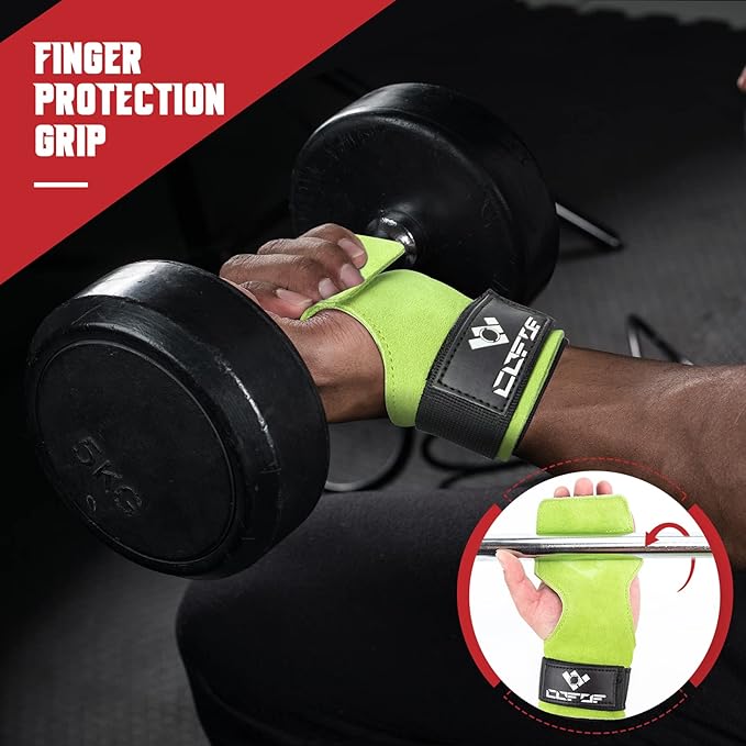 Weight Lifting Wrist Strap, Double Layer Leather Wrist Strap for Deadlift and Powerlifting, Adjustable Neoprene Padded Gym Workout Lifting Hooks (Pair)