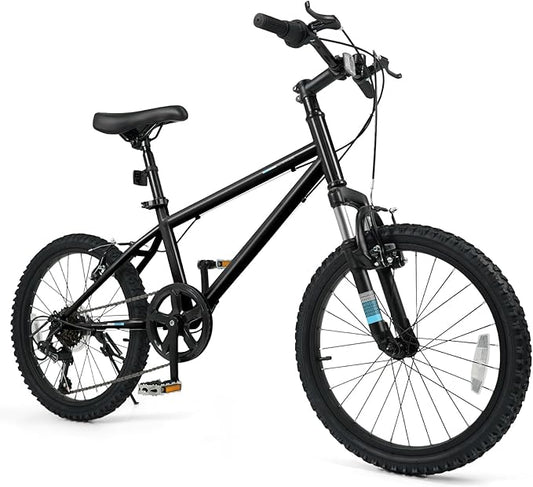 Goplus Mountain Bike, 20/24 Inch Kids Bicycle w/ 6-Speed Drivetrain, Suspension Fork, Dual Brakes, Adjustable Seat, Outdoor Cycling Children City Bike for Boys Girls