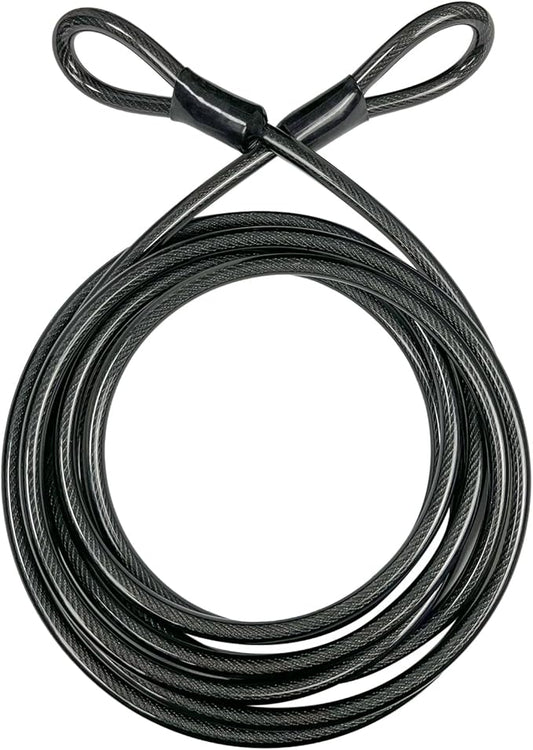 DELSWIN Security Steel Cable with Loops - 6ft, 15ft Heavy Duty Bike Steel Cables 3/8 inch Thick Vinyl Coated Braided Lock Cable for Bicycle, Generator, Kayak, Patio Furniture