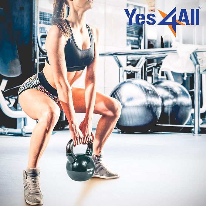 Yes4All Kettlebell Set Vinyl Coated Weights Combo for Full Body Workout Equipment Push up, Grip Strength Training, Dumbbell Weights Exercises