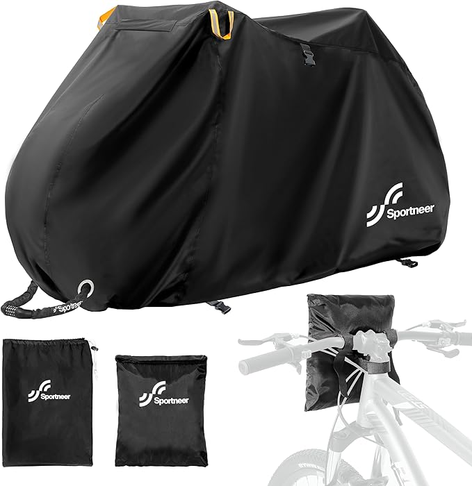 Sportneer Bike Cover: 210D Waterproof Outdoor Oxford Bicycle Covers with Lock Hole & Storage Bag - Rain Sun UV Dust Wind Proof Bike Covers for Mountain Bike, Road Bike, Hybrid Bike, Beach Cruiser Bike