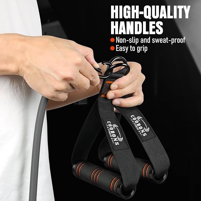 Resistance Bands with Handles, 175lb Exercise Bands for Working Out, Fitness Bands, Workout Bands with Door Anchor and Ankle Straps, Physical Therapy, Yoga, Strength Training Home Gym Equipment