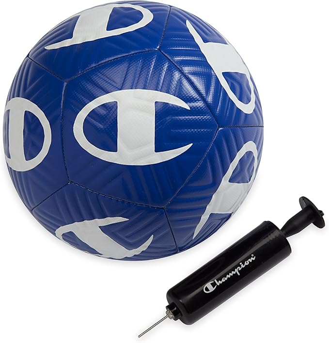 Champion Youth & Adult Soccer Ball - Paneled Design, Enhanced Control, Durable Cover & Butyl Bladder, for Indoor & Outdoor Training, Sizes 3, 4, 5, Includes 6" Pump
