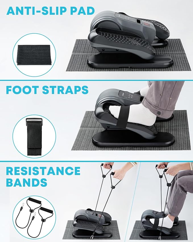Gonex Under Desk Elliptical Exercise Machine for Seniors, Electric Ellipse Leg Exerciser with Remote, 16 Adjustable Speeds, Manual & 12 Auto Modes, Leg Exerciser While Sitting, Seated Pedal Exerciser