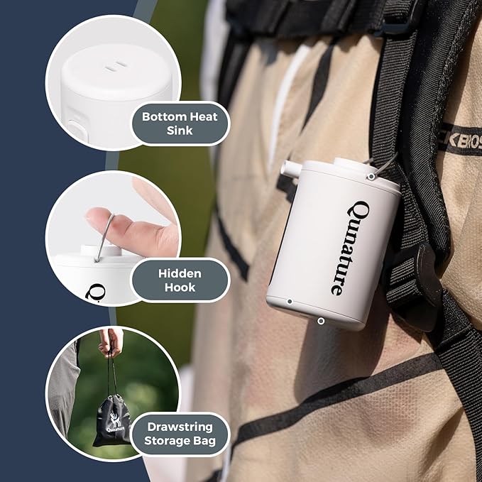 Portable Air Pump for Inflatables, 4KPa Mini Electric Rechargeable Pump, Quickly Inflate Deflate for Pool Floats, Swimming Rings, Air Mattress, Sleeping Pads, Vacuum Storage Bags 800mAh