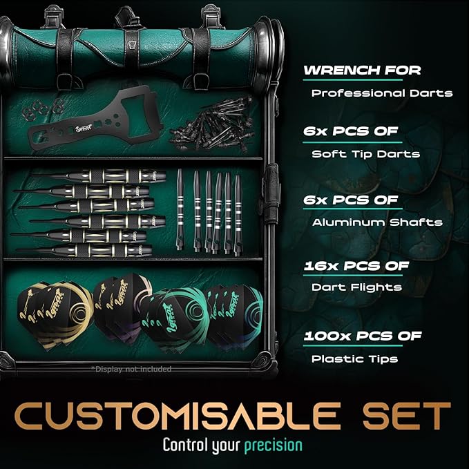 IgnatGames Premium Soft Tip Darts – 6/12 Pack Brass Barrels with Aluminum Shafts, 16 GlideXPro Flight Set, Tool Kit, Giftable Case & 100 Extra Tips