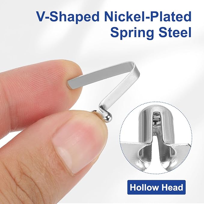 HARFINGTON Single Button Kayak Paddle Snap Spring Clip Spring Steel V-Shaped Hollow Lift Telescopic Locking Tube Pole Clips for Tent Umbrella Camping