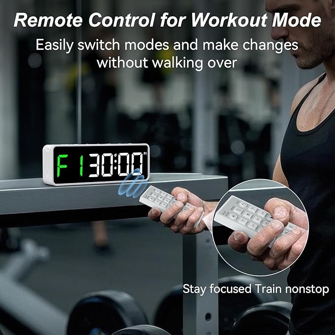 Portable Gym Timer Clock: Fitness Digital Clock with Strong Magnet - Remote Control for Fitness Enthusiasts - Powerful Battery for Home Gym Garage Boxing