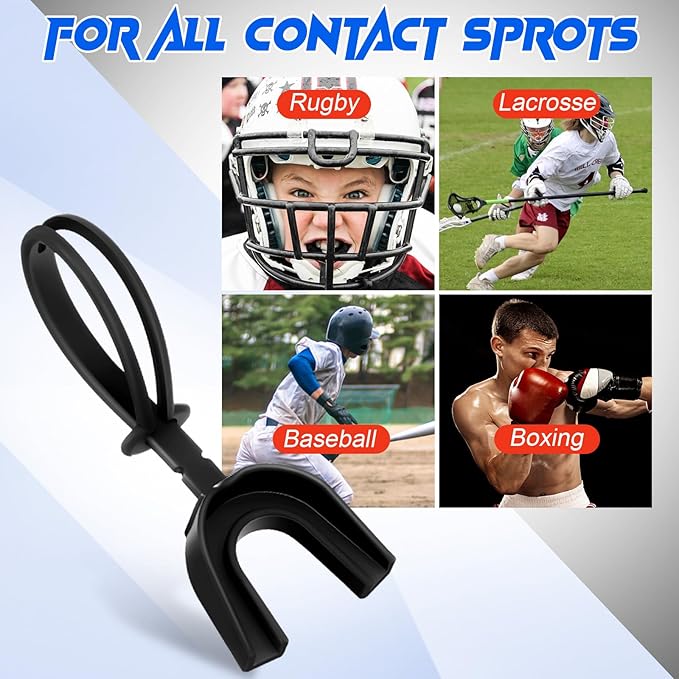 Kanayu 30 Pcs Strapped Mouth Guard No Boil Mouth Guard Soft Sports Mouthguard with Strap Mouth Protector for Adult Youth Boxing Basketball Hockey Lacrosse Wrestling Rugby