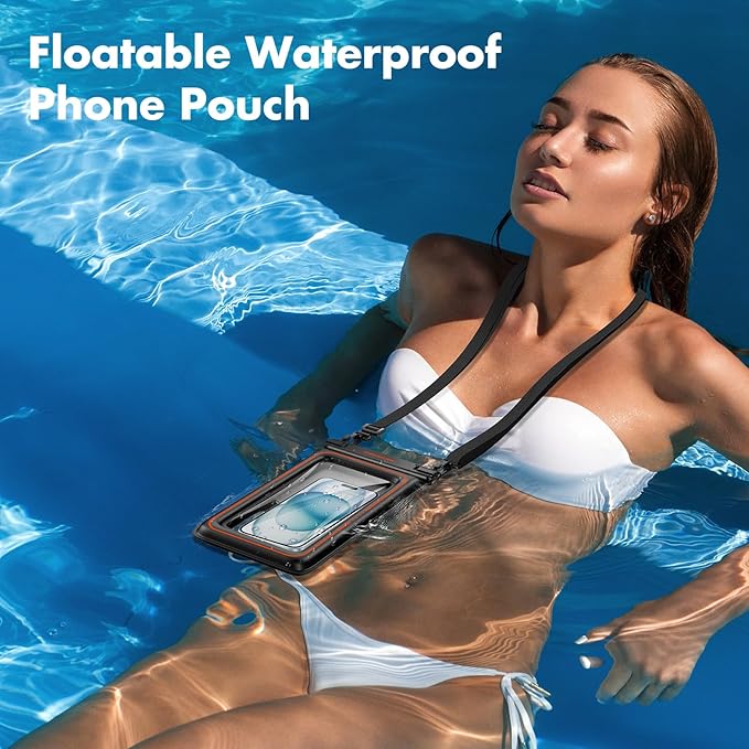 UNBREAKcable [UP to 9.5"]XL Size Waterproof Phone Pouch Floating [Sponge Cushion] IPX8 Phone Case Dry Bag for iPhone 17 16 15 14 Pro Max Samsung S25 Ultra, Travel Kayaking Beach Essentials - 2 Pack