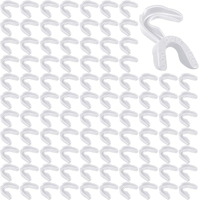 Kathfly 100 Pcs Youth Mouth Guard for Sports Mouthguard Athletic Football Mouth Guard Football Mouthpiece Gum Protection for Boxing Basketball Hockey Karate(White)