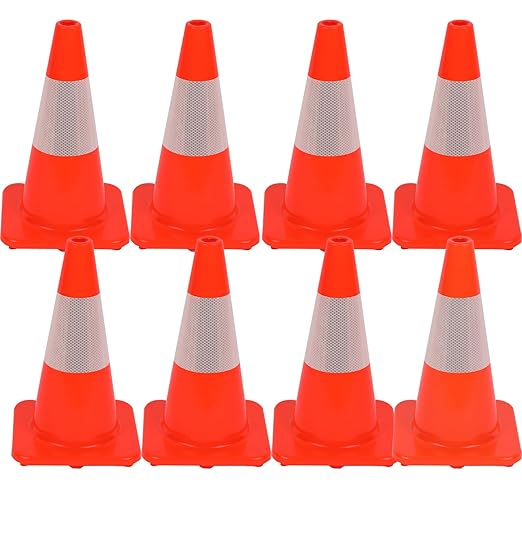 (8 Cones) BESEA 12" inch Traffic Cones Soccer Training Cones Sport Cones Road Parking Cone with 4" Highly Reflective Collar(8 Cones)