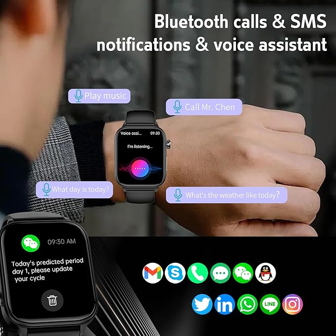 Smart Watch for Women Men(Answer/Dial) 1.96" IPS Smartwatch, 24/7 Heart Rate/Blood Oxygen/Blood Pressure/Sleep Monitor, Blood and Body Composition,100+ Sports Modes Fitness Tracker (champagne gold)