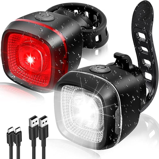 Mini Bike LightNew 5+5 Mode IPX6 Waterproof, Type-C Rechargeable, Suitable for Night Riding, with high Brightness Front and Rear,Headlight Taillight for Men Women Kids Road Mountain
