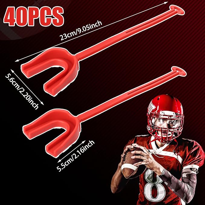 Seematn 40 Pcs Strapped Mouth Guard Bulk Football Mouthguard with Strap Youth Boxing Sports Mouthpieces Adult Mouthguard for Basketball Lacrosse Hockey Wrestling (Red)