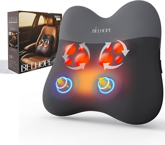 Shiatsu Back Massager with Heat,Percussion Massage Cordless Back Massage for Pain Relief Deep Tissue.4D Kneading Massage,Gift for Men Women Parents Relaxation at Christmas Office Car,Grey