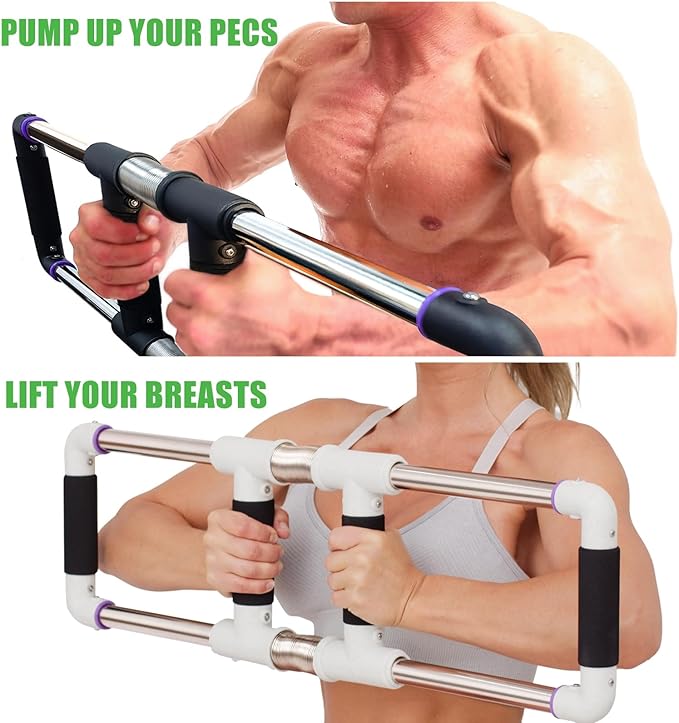 GoFitness Push Down Machine - Chest Exerciser at Home Workout Equipment, Arm Trainer - Portable Spring Resistance Exercise Gym Kit for Home, Travel or Outdoors