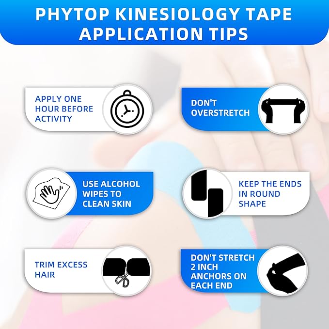 Kinesiology Tape - 80 Precut Strips (10" x 2") | Hypoallergenic, Latex-Free | Mixed Colors Athletic Tape for Muscle & Joint Support, Sports & Physical Therapy